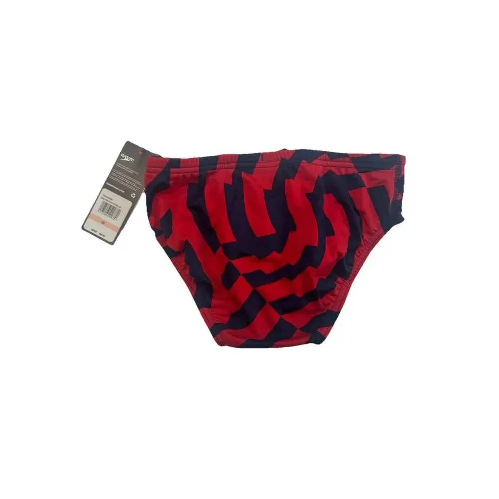 Speedo Endurance+ Swim Brief Red Blue Geometric Men’s Size 28 NWT